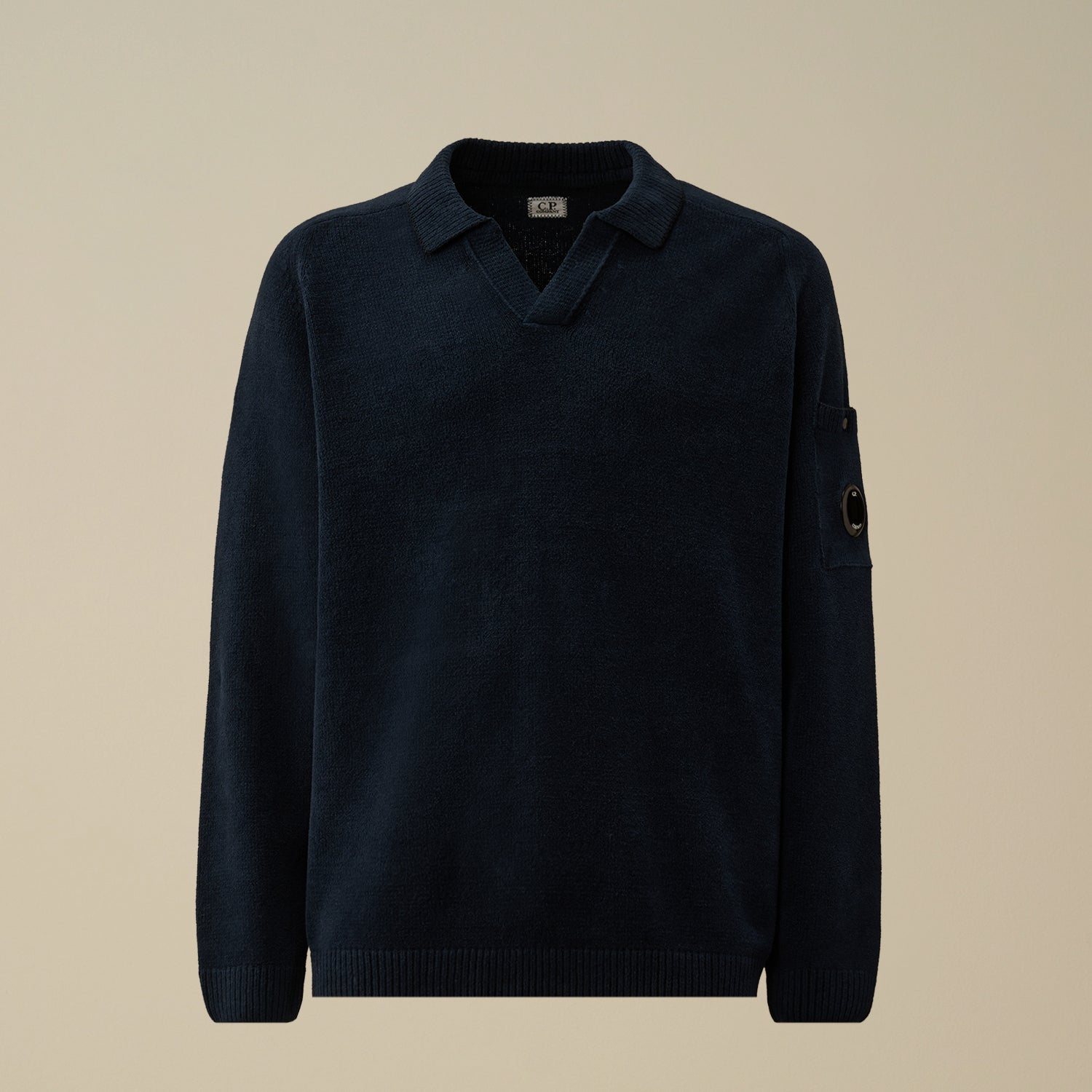 C.P. Company Cotton Chenille Polo Lens Sweater