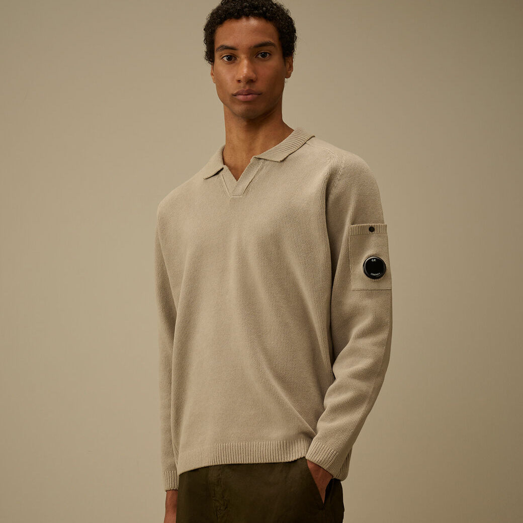 C.P. Company Cotton Chenille Polo Lens Sweater