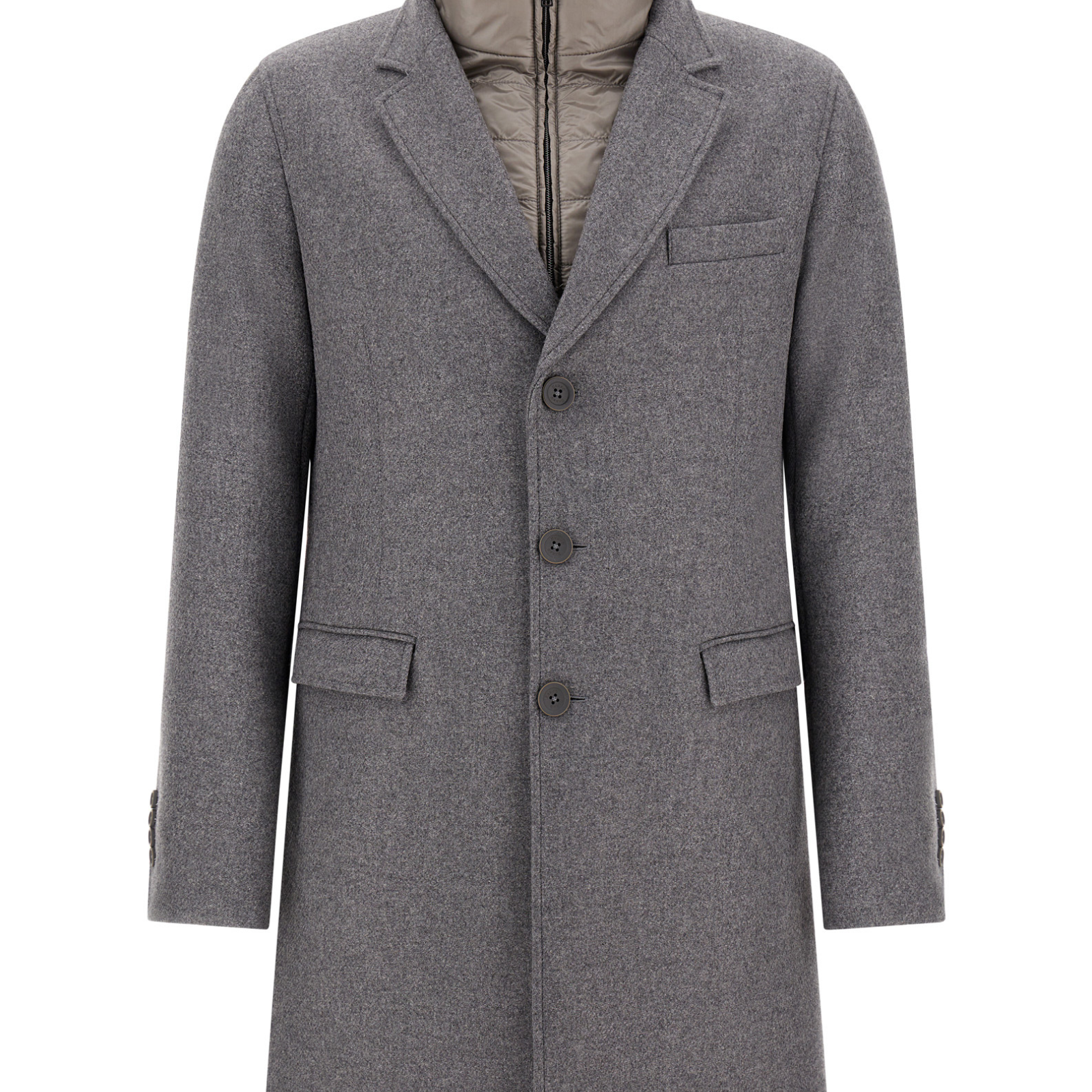 Herno Easy Wool Blend Overcoat with Detachable Bib Insert