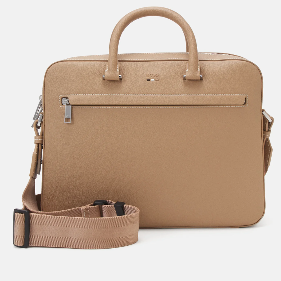 BOSS Faux-Leather Document Case With Logo And Signature Stripe