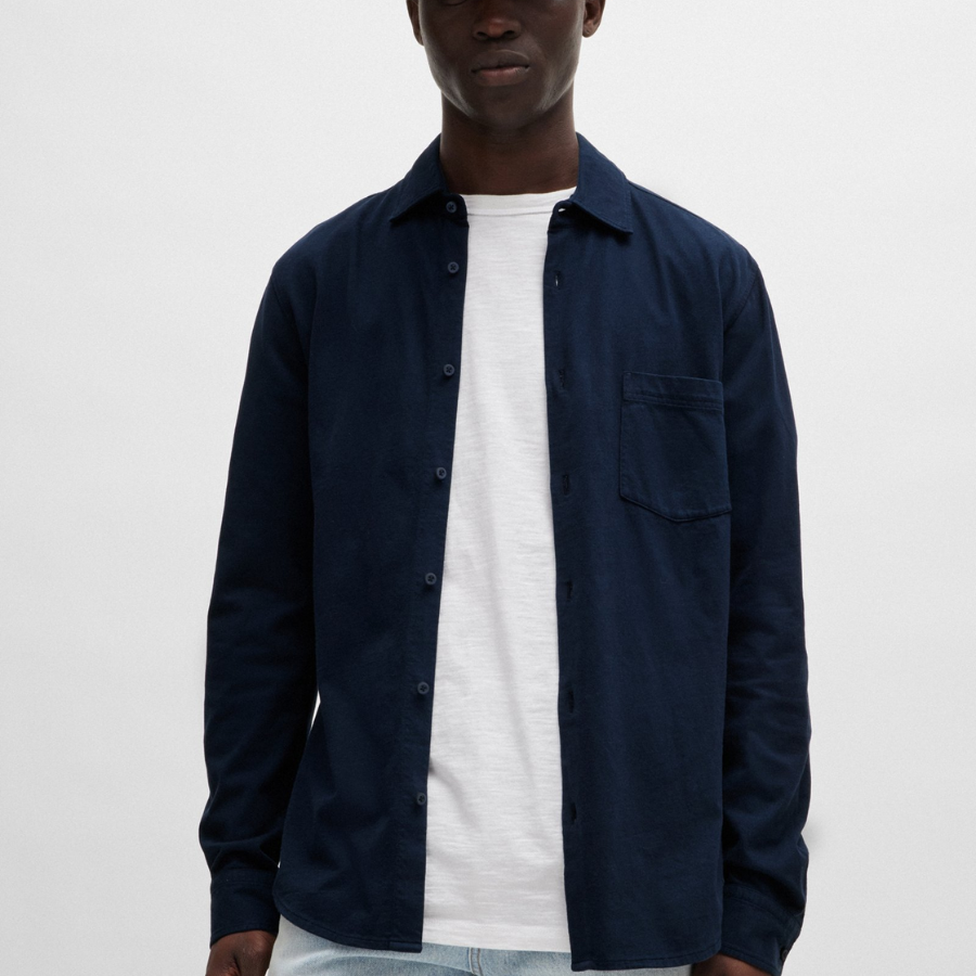 Boss Garment-Dyed Slim-Fit Shirt In Cotton Jersey Shirt