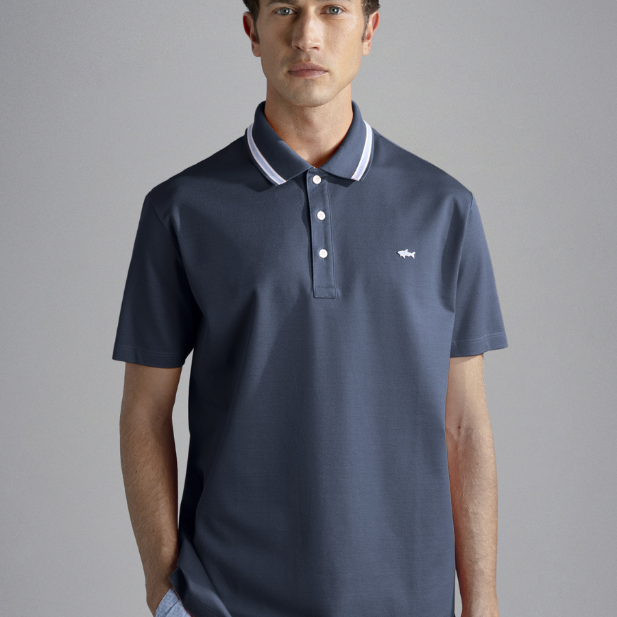 Paul & Shark Cotton Pique Polo Shirt With Striped Details