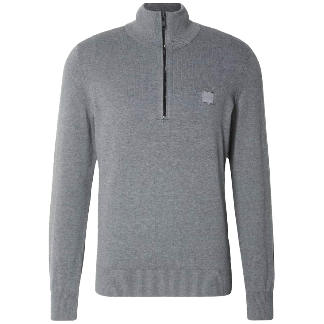 BOSS Regular Fit Cotton-Cashmere Zip-Neck Sweater