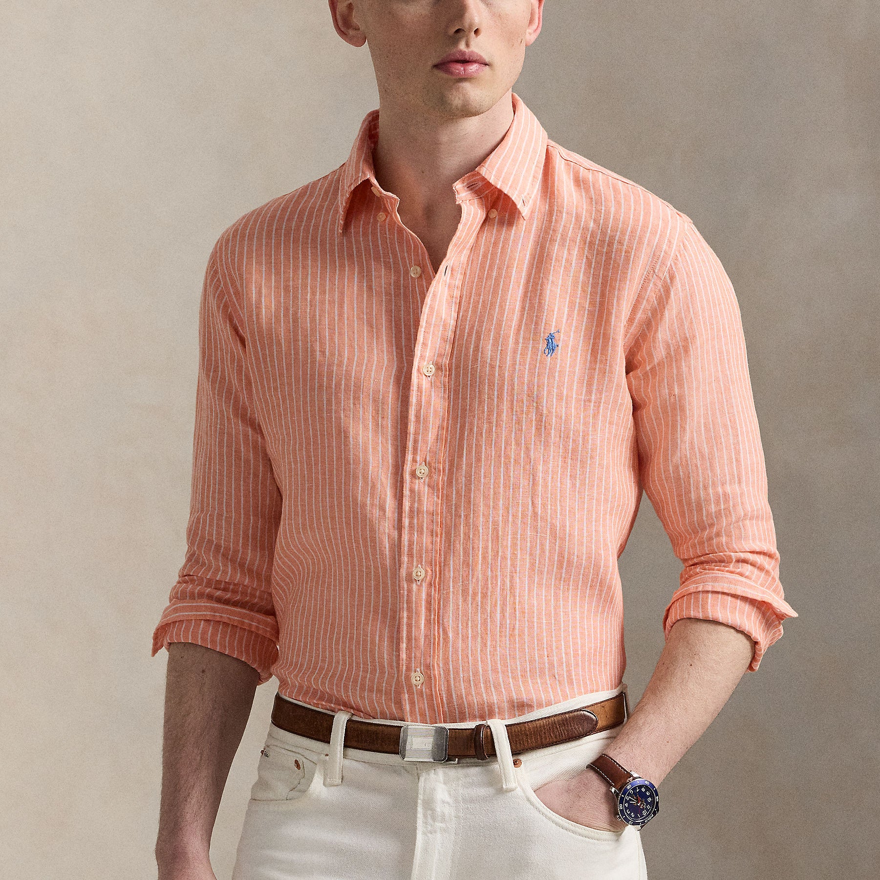 Polo Ralph Lauren Custom Fit Striped Linen Shirt