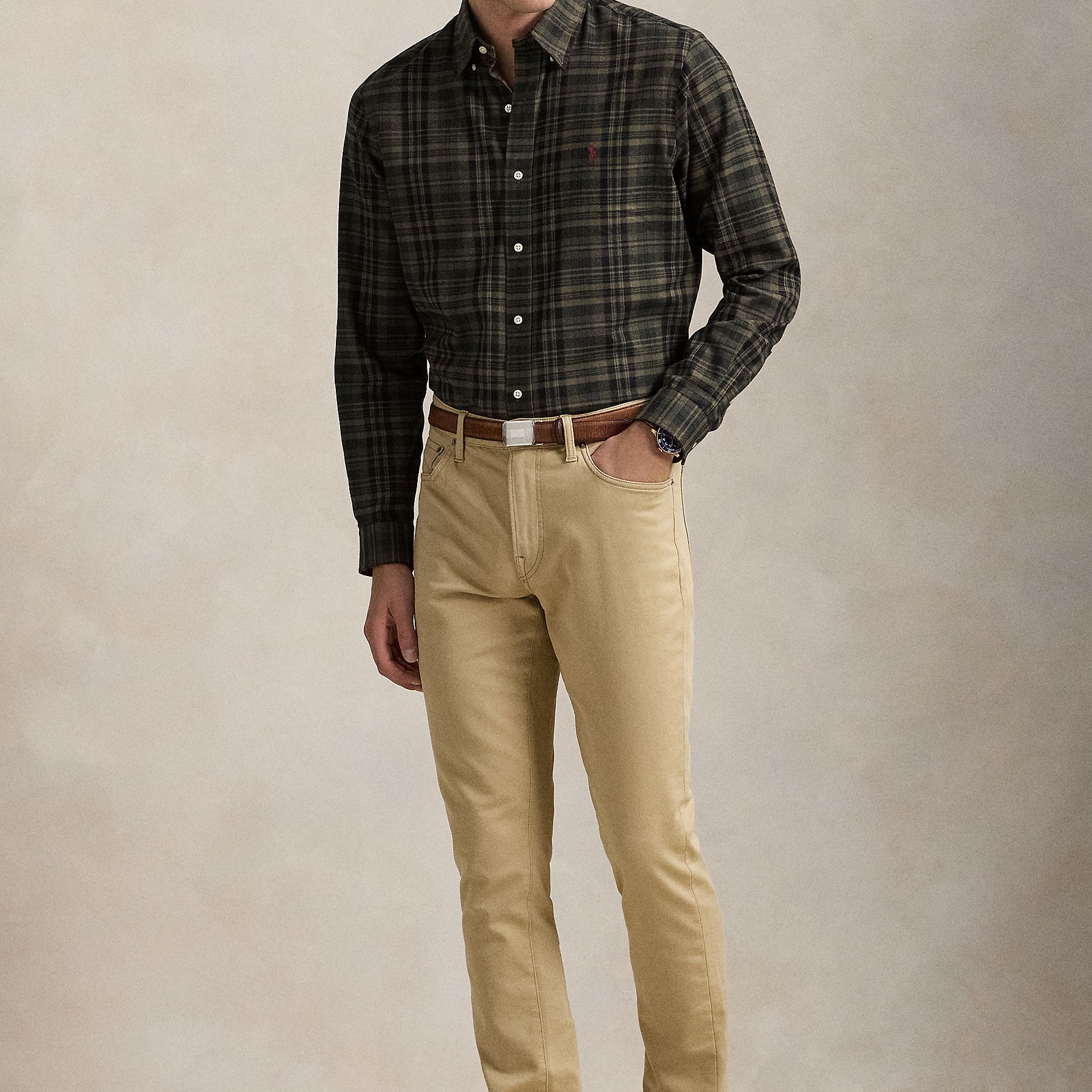 Polo Ralph Lauren Custom Fit Plaid Brushed Oxford Performance Twill Shirt