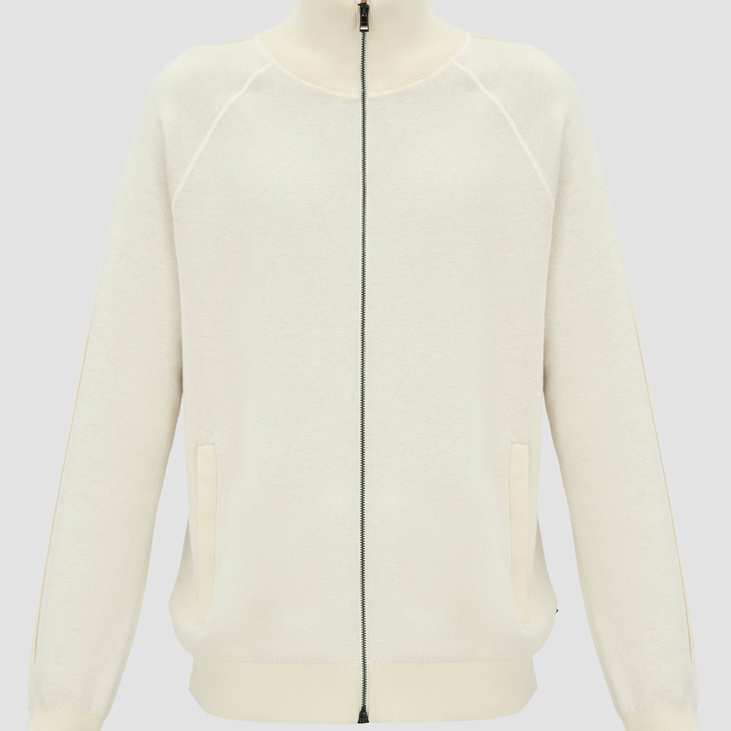 BOSS Zip-Up Cardigan in Cotton and Virgin Wool