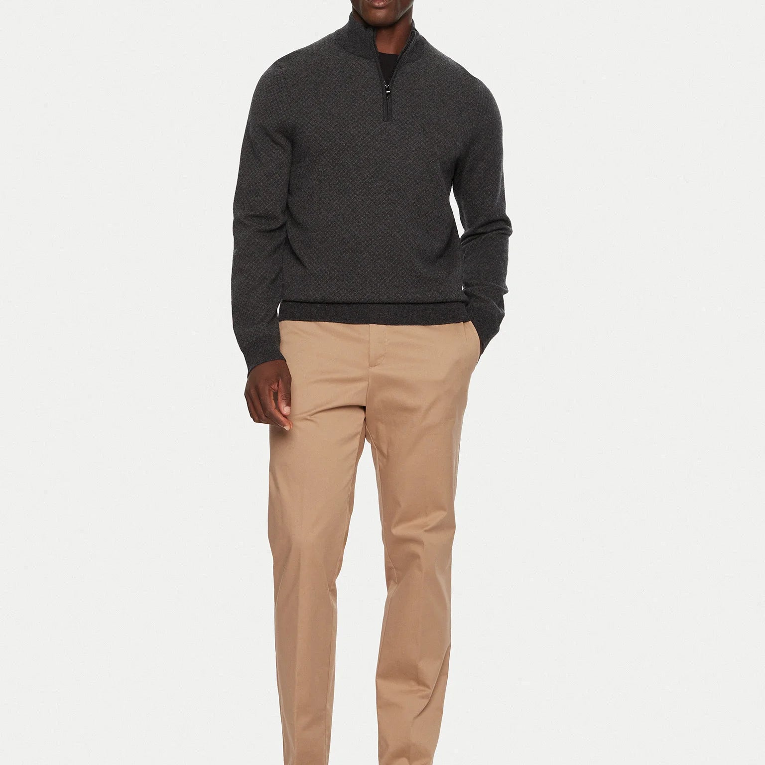 BOSS Two-Tone Wool Quarter Zip