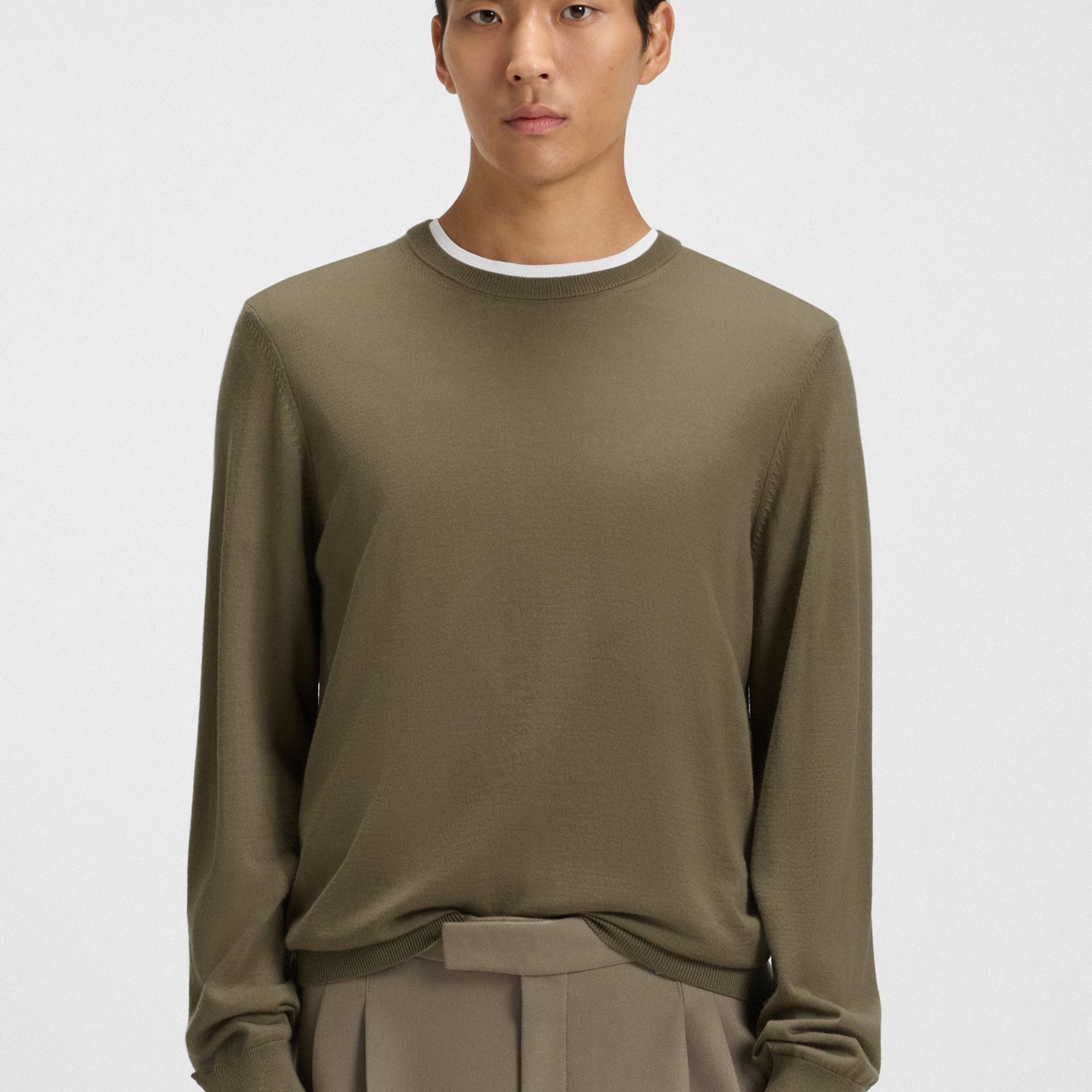 BOSS Slim-Fit Merino Wool Crew-Neck Sweater