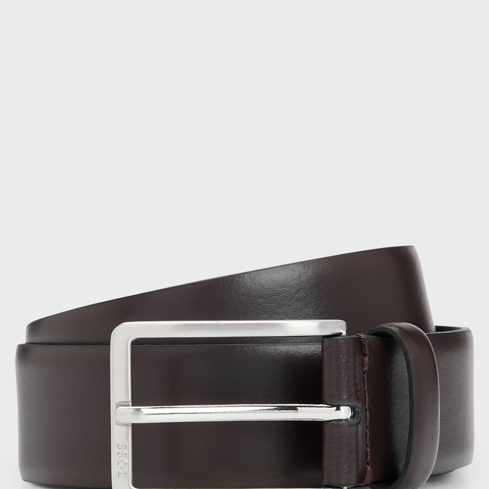 BOSS Italian-made leather belt with engraved-logo buckle