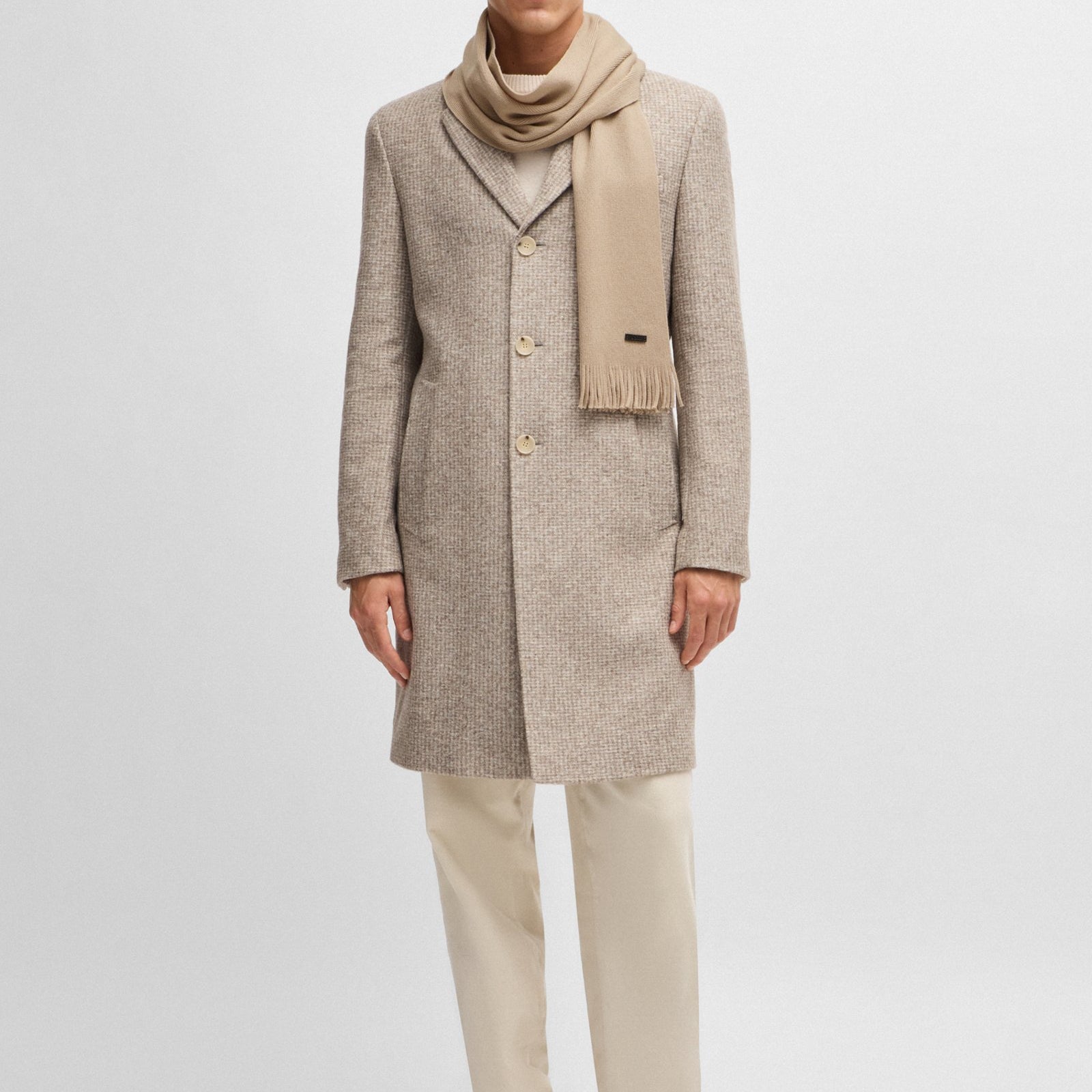 BOSS Raschel-Knit Merino Wool Scarf