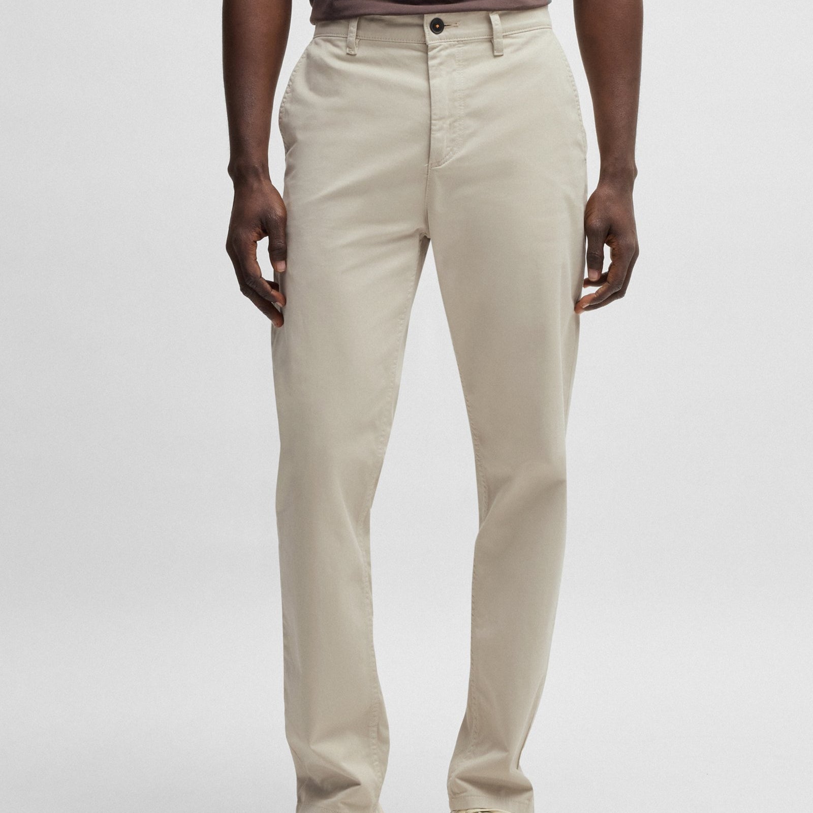 BOSS Tapered-fit chinos in stretch-cotton satin
