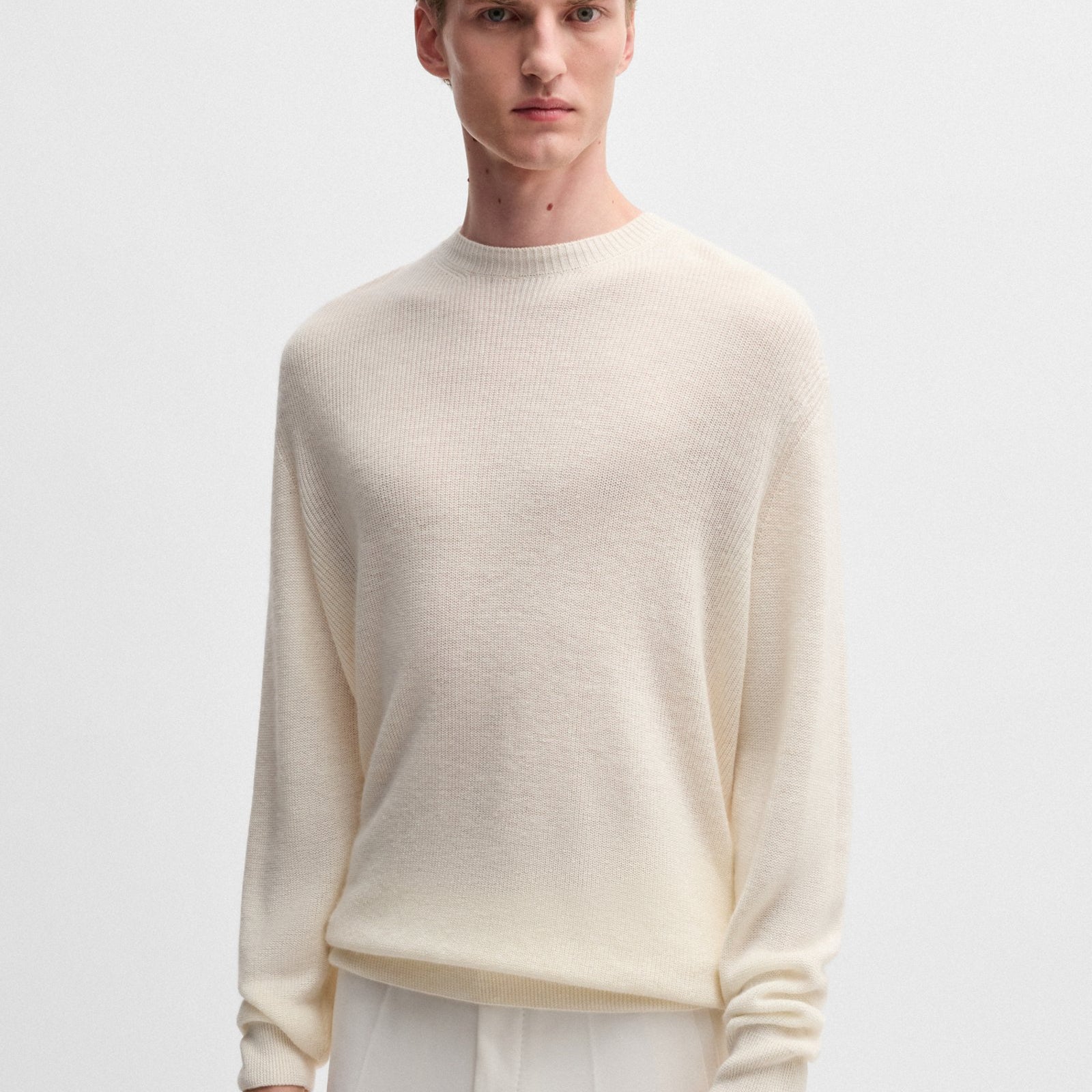 BOSS Regular-fit sweater in linen and cashmere