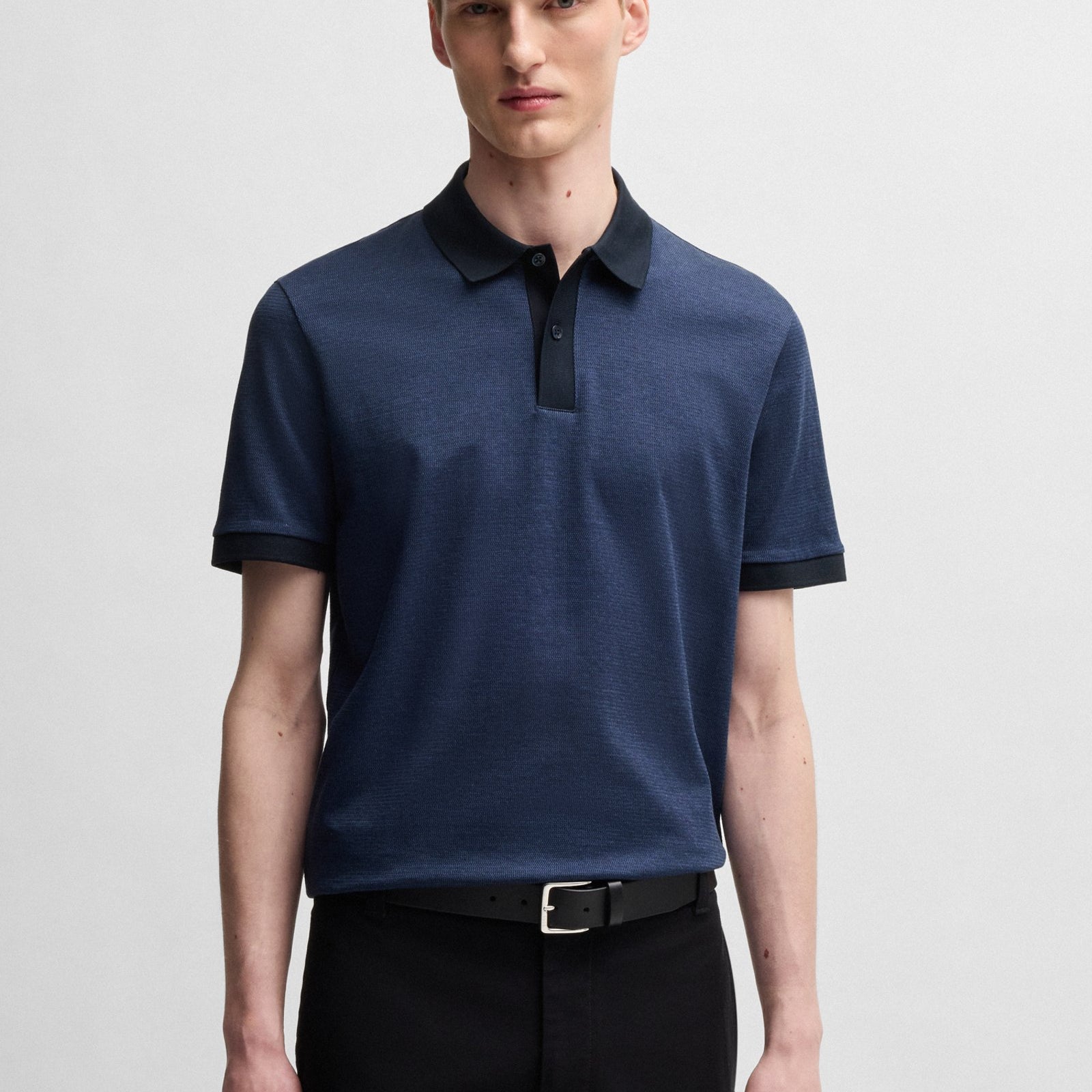 BOSS Mercerised-Cotton Polo Shirt with Micro Pattern