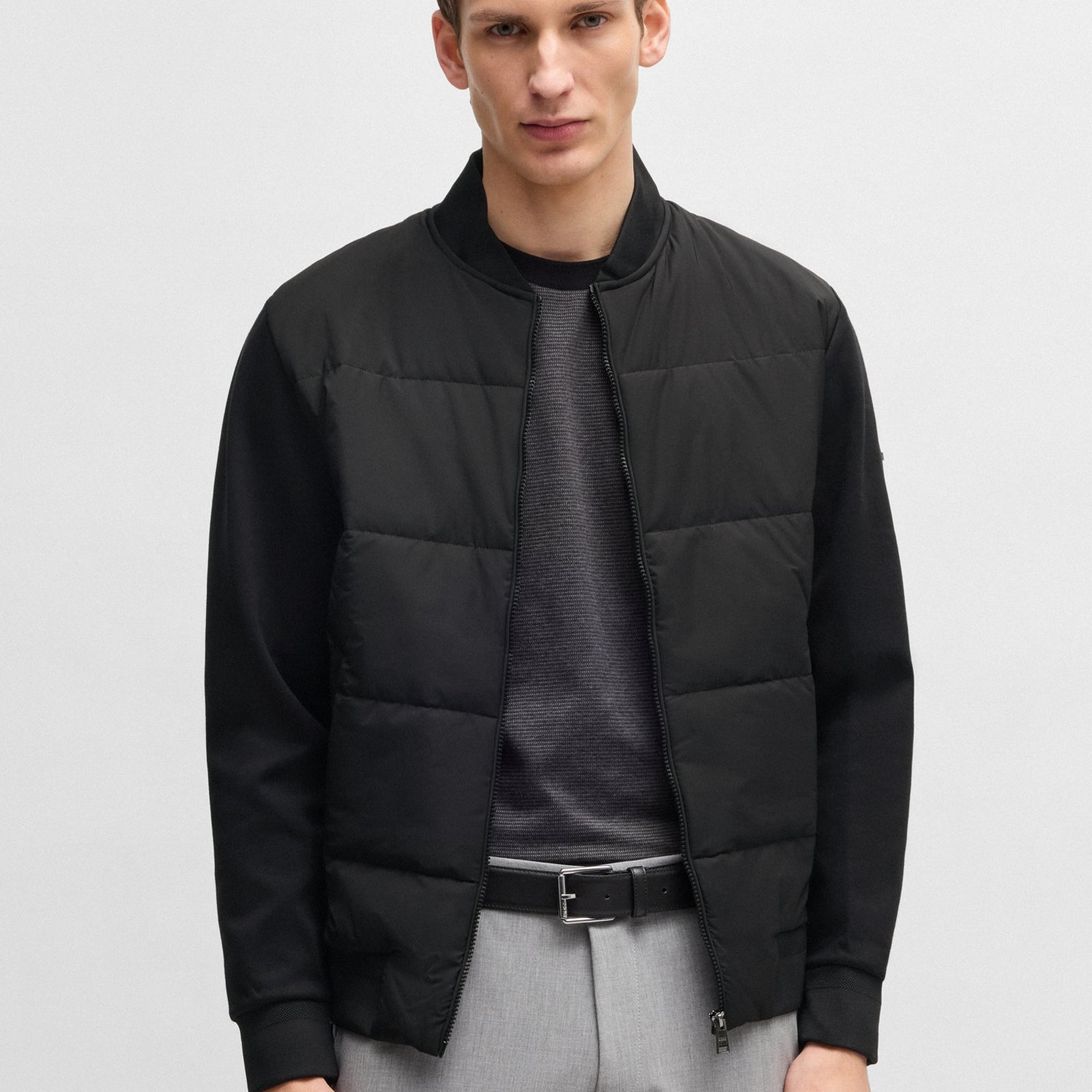 BOSS Cotton-Blend Zip-Up Sweatshirt with Padded Front
