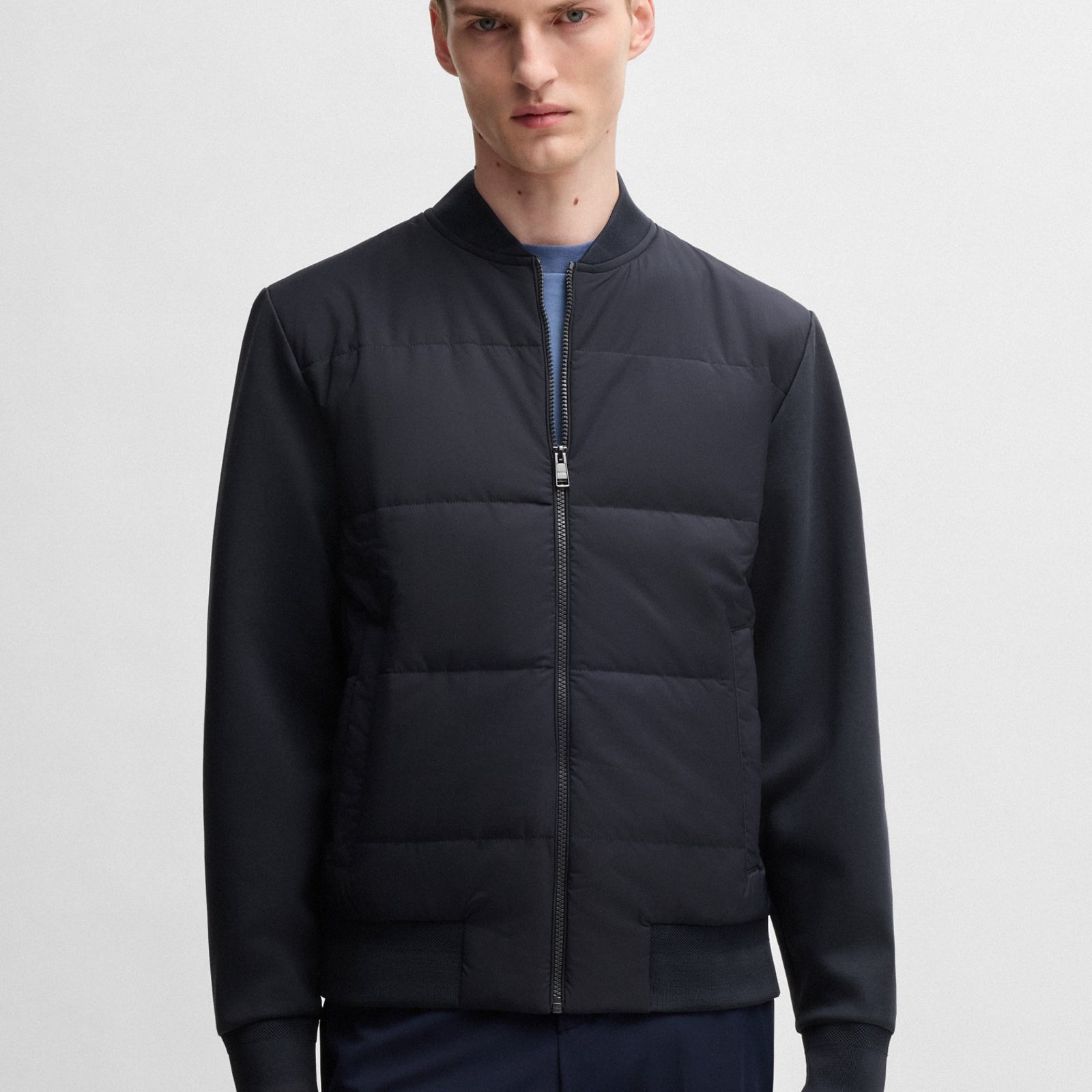 BOSS Cotton-Blend Zip-Up Sweatshirt with Padded Front