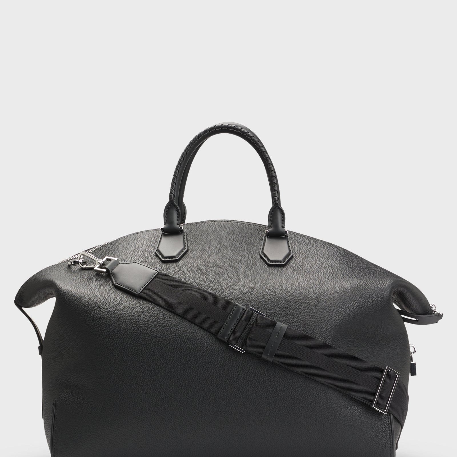 BOSS Grained-Leather Holdall with Detachable Metal Padlock
