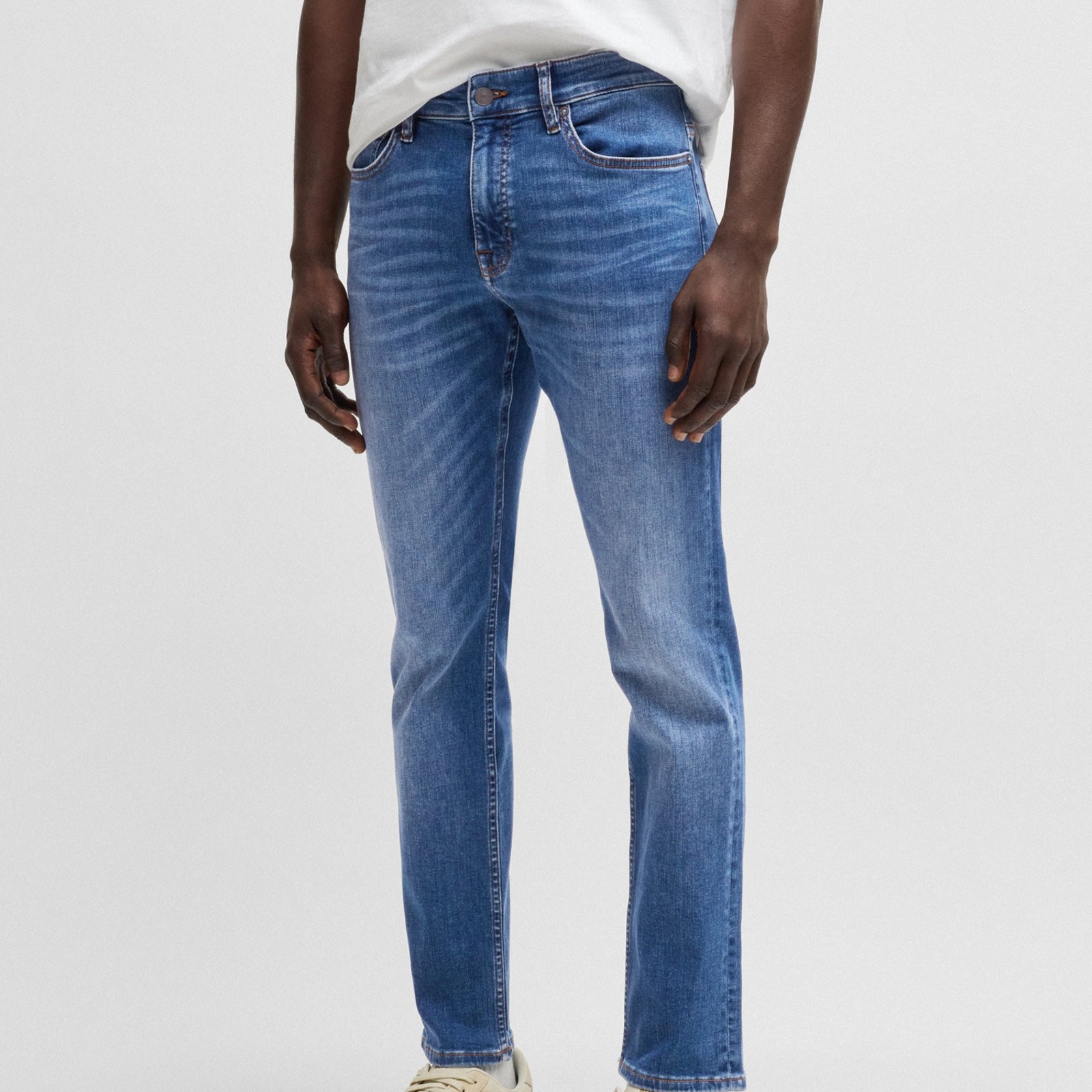 BOSS Delaware slim-fit jeans in blue soft-motion denim