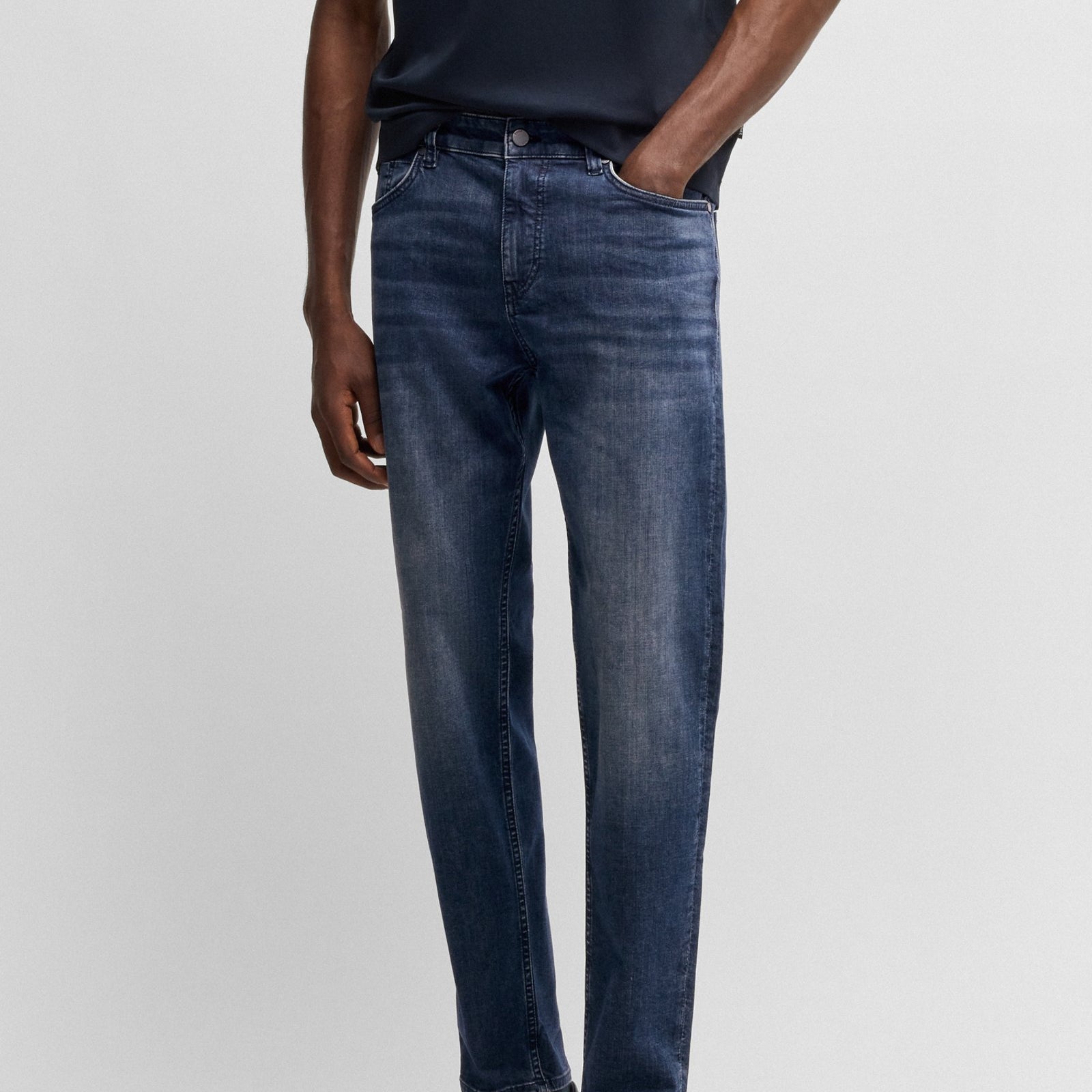BOSS Maine regular-fit jeans in thermoregulating blue denim
