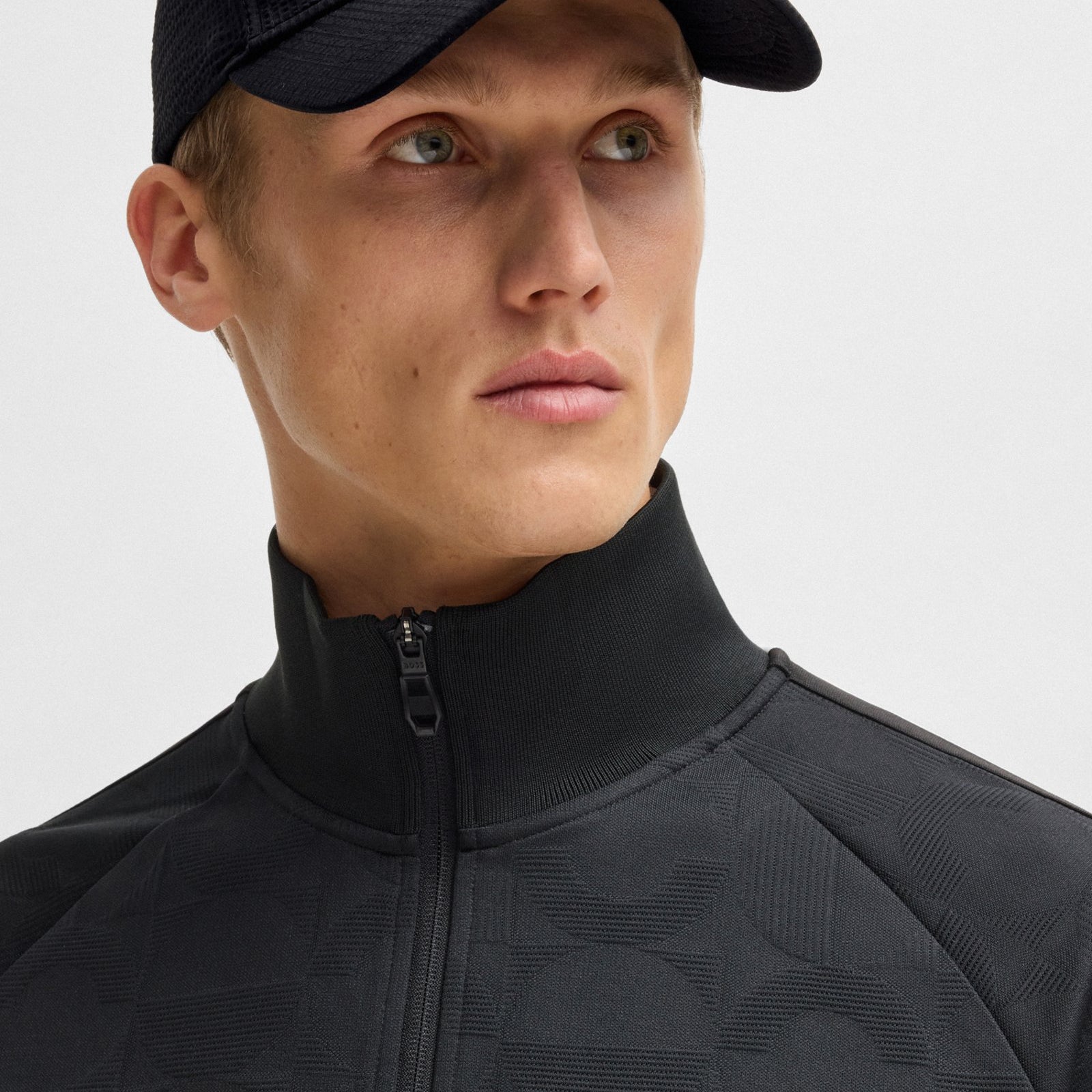 BOSS Seersucker cap with logo patch