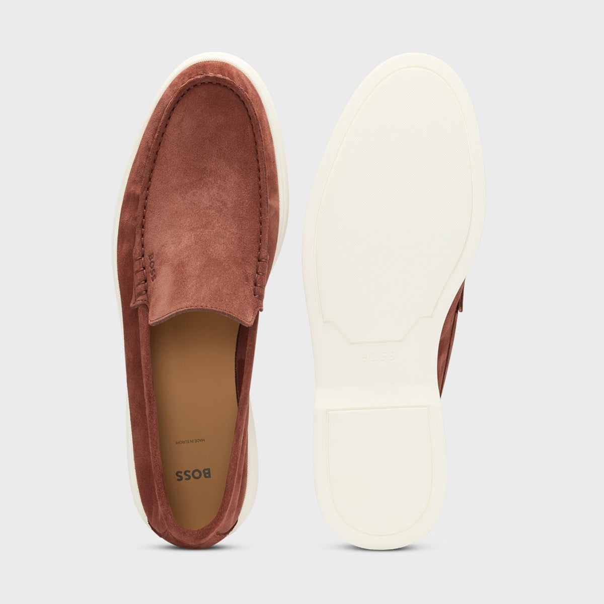BOSS Suede loafers with contrast outsole