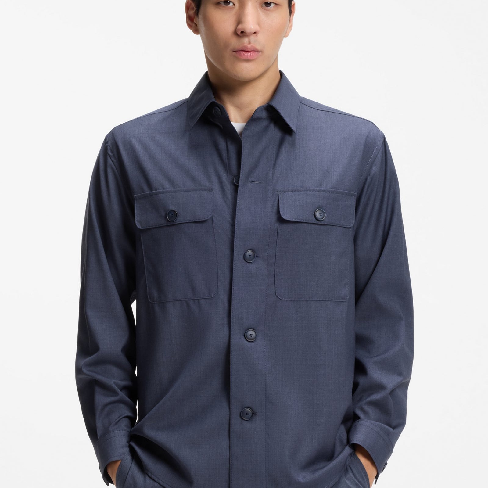 Relaxed-fit overshirt in washable air wool