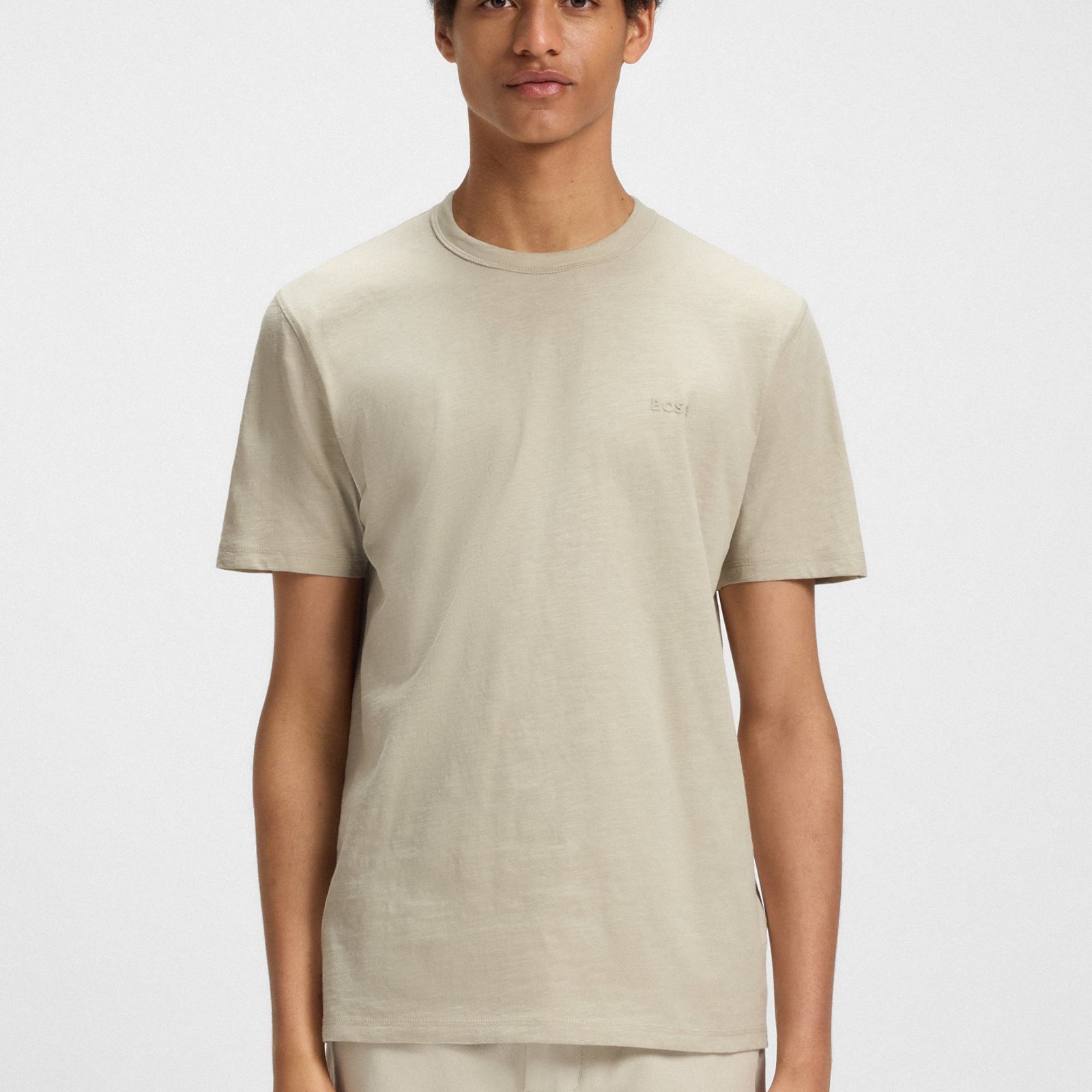 BOSS Regular-Fit T-shirt in Cotton with Mouline Logo