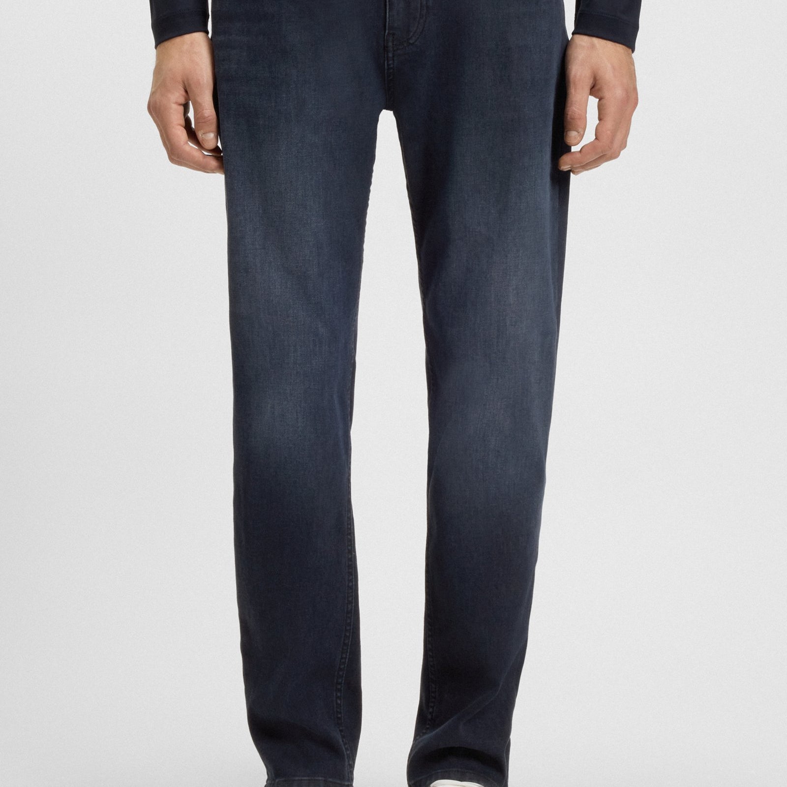BOSS Regular Fit Cotton-Blend Tapered Jeans in Blue