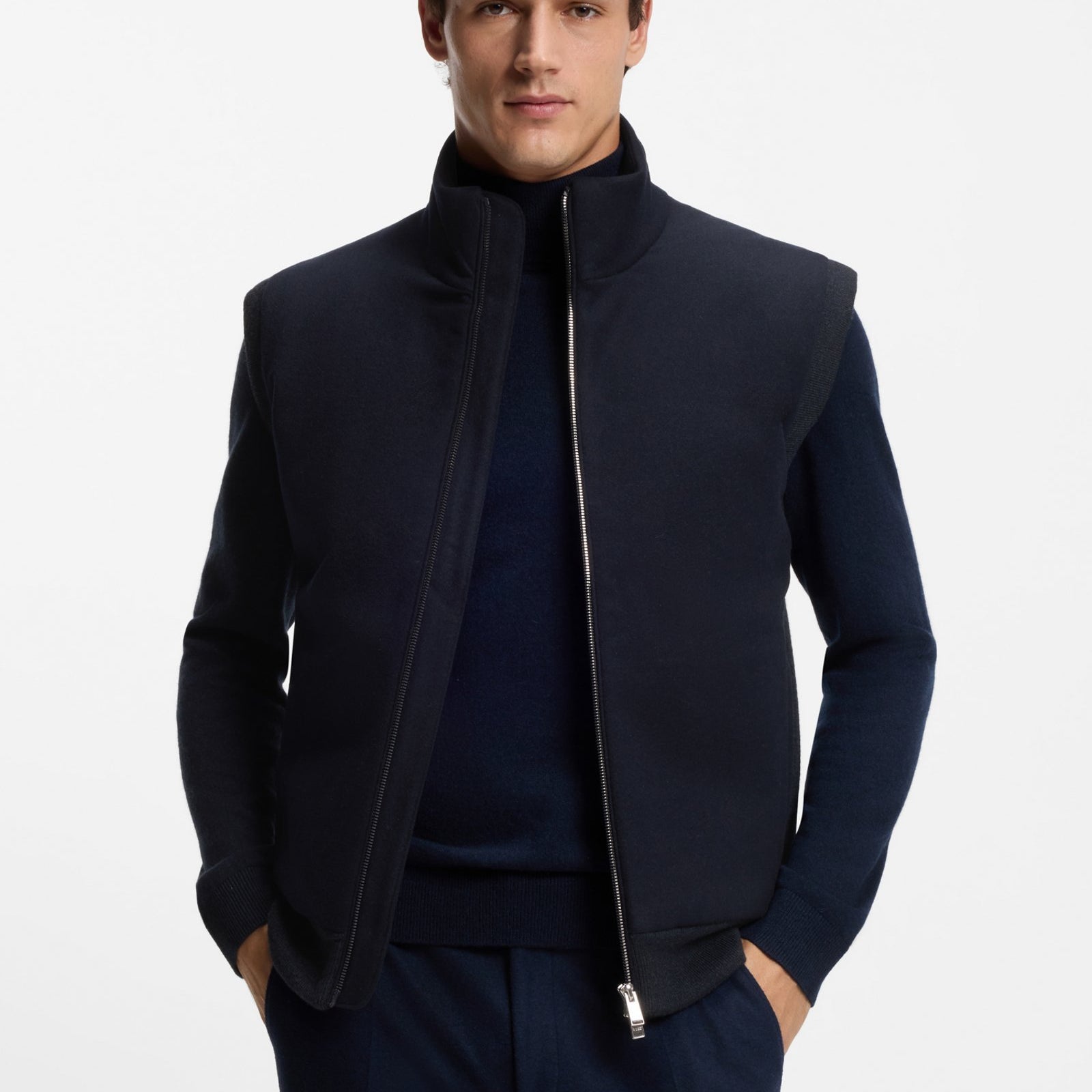 BOSS Regular Fit Wool-Blend Brushed Flannel Gilet