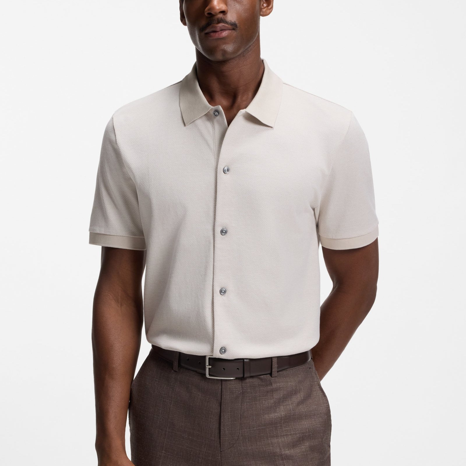 Regular-fit shirt in bubble-structure cotton