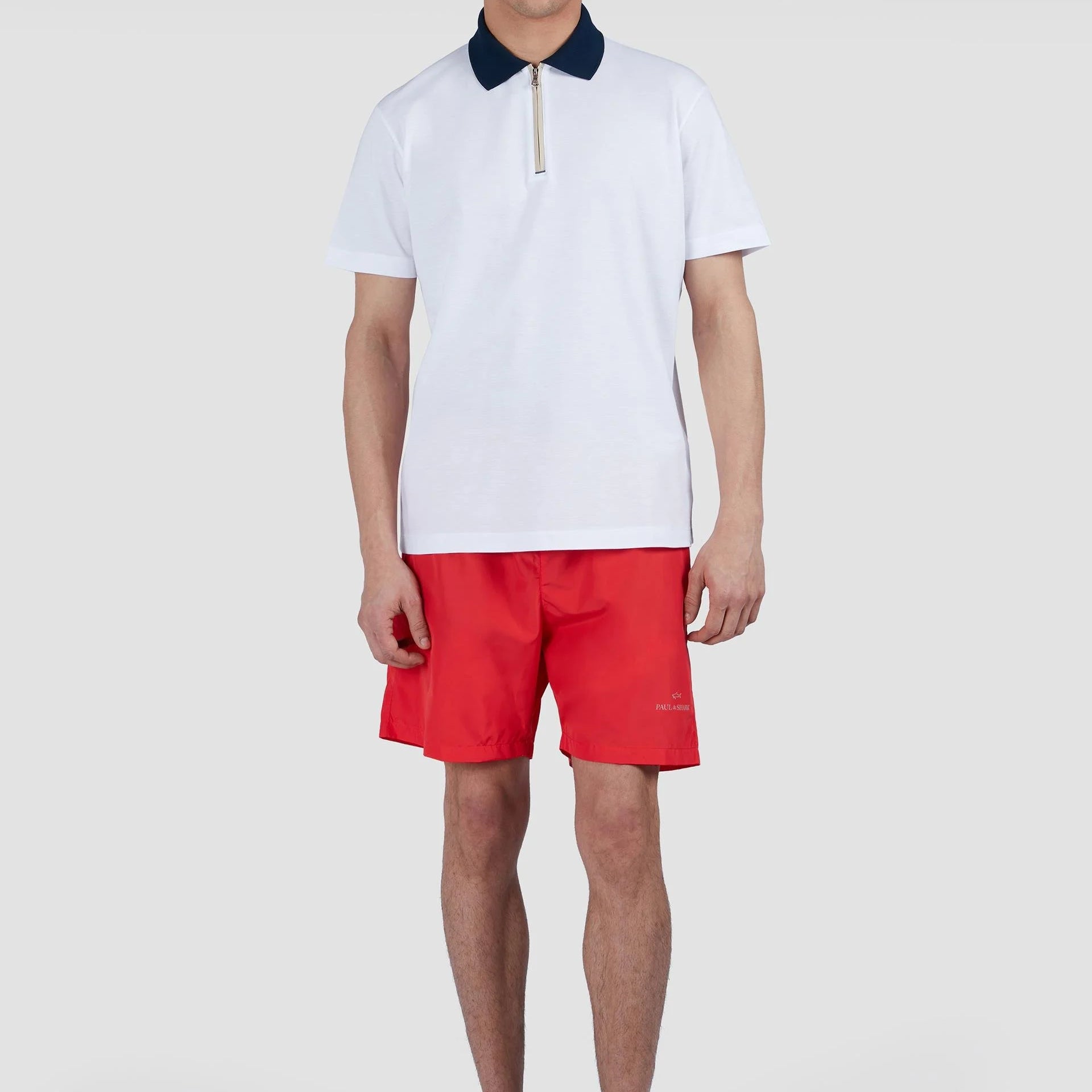 Paul & Shark Woven Cotton Zipped Polo Shirt