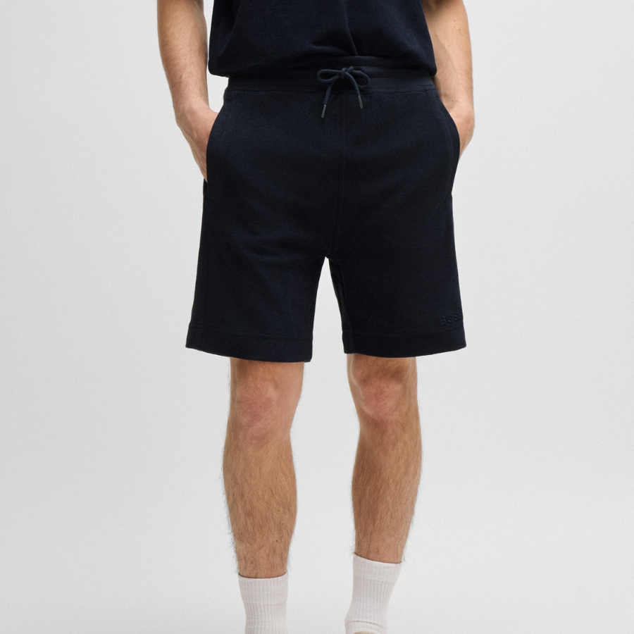 BOSS Cotton-Towelling Regular-Fit Shorts With Embroidered Logo