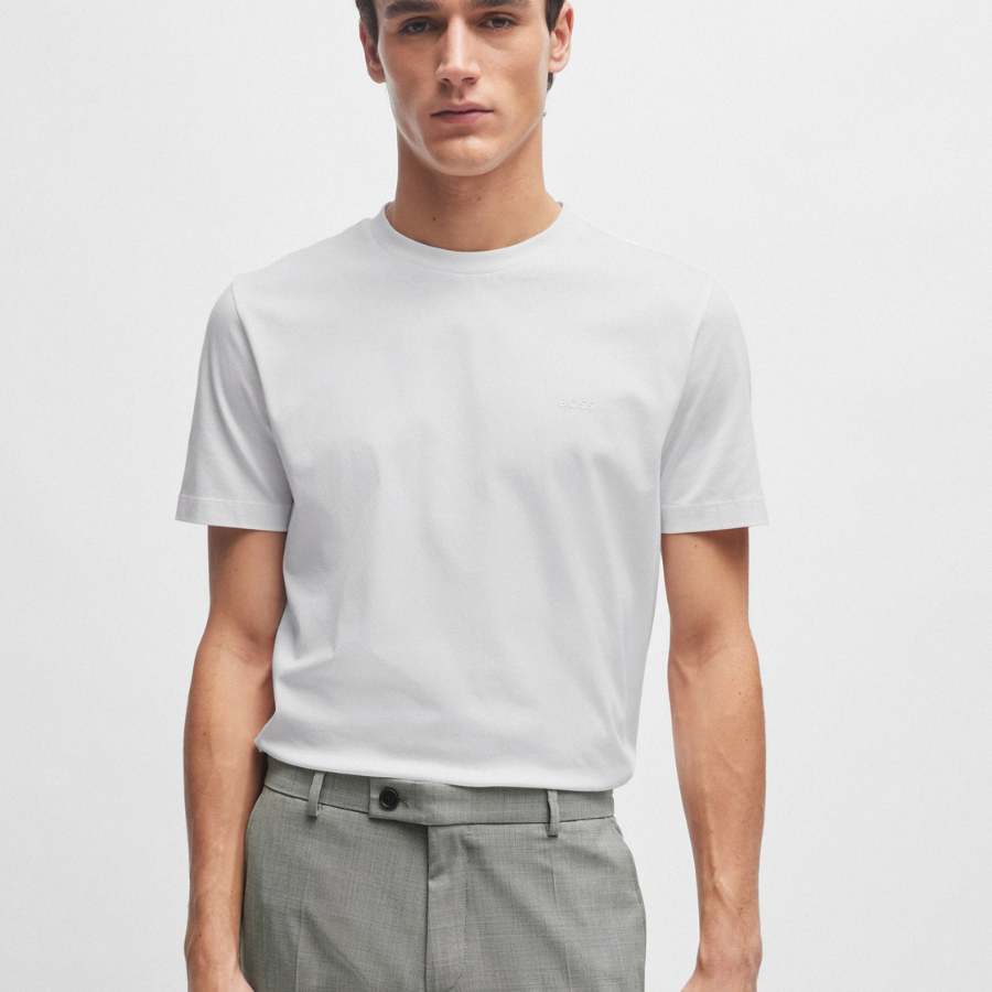BOSS Cotton-Jersey T-Shirt With Rubber-Print Logo