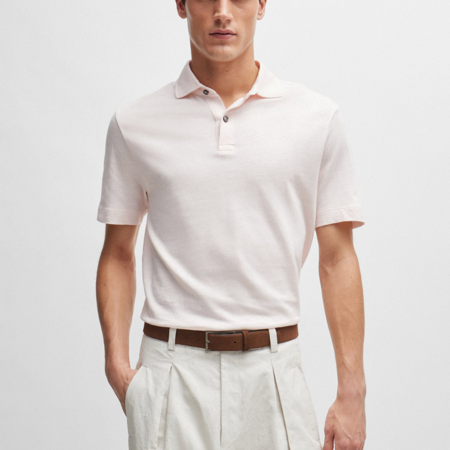 BOSS Regular-Fit Polo Shirt In Cotton And Linen