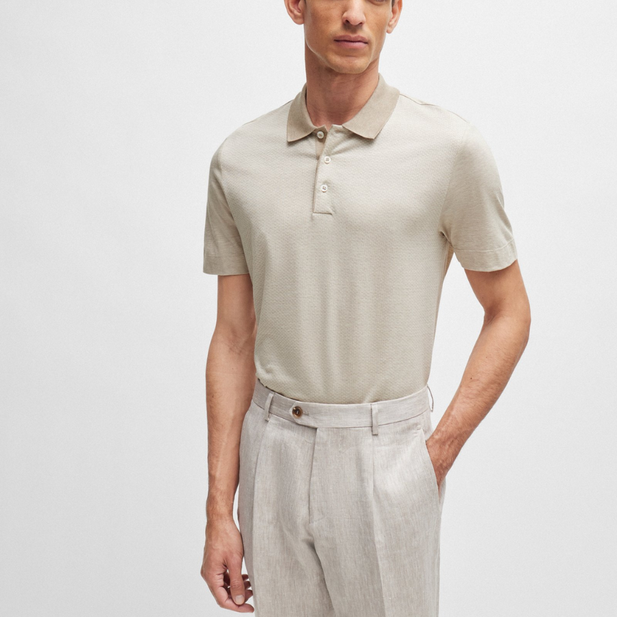 Boss Regular-Fit Polo Shirt In Cotton And Silk