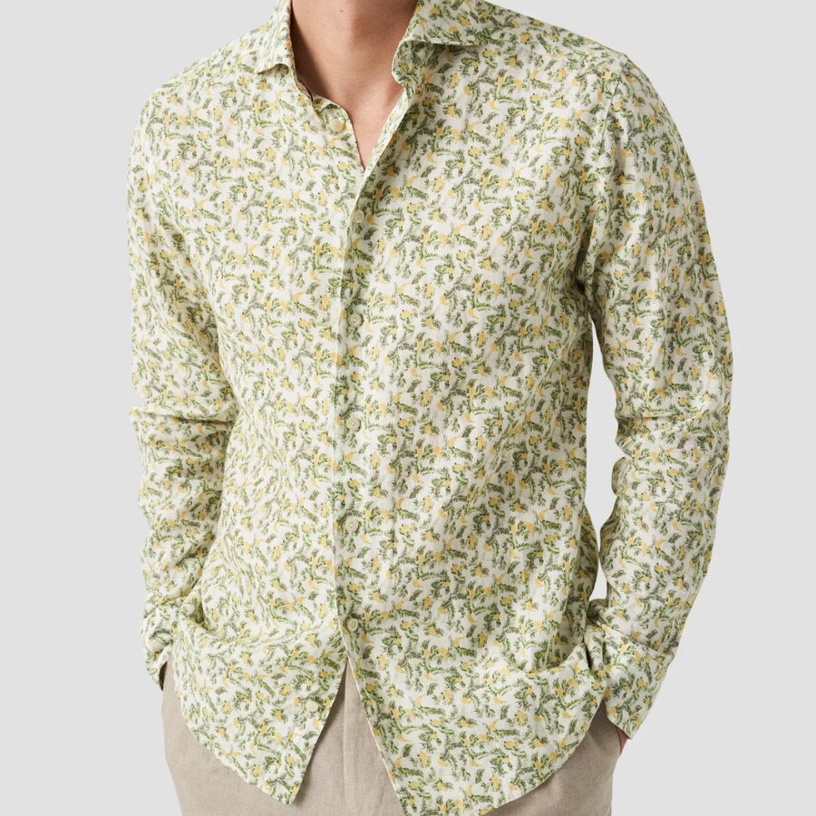 ETON Banana Print Linen Shirt
