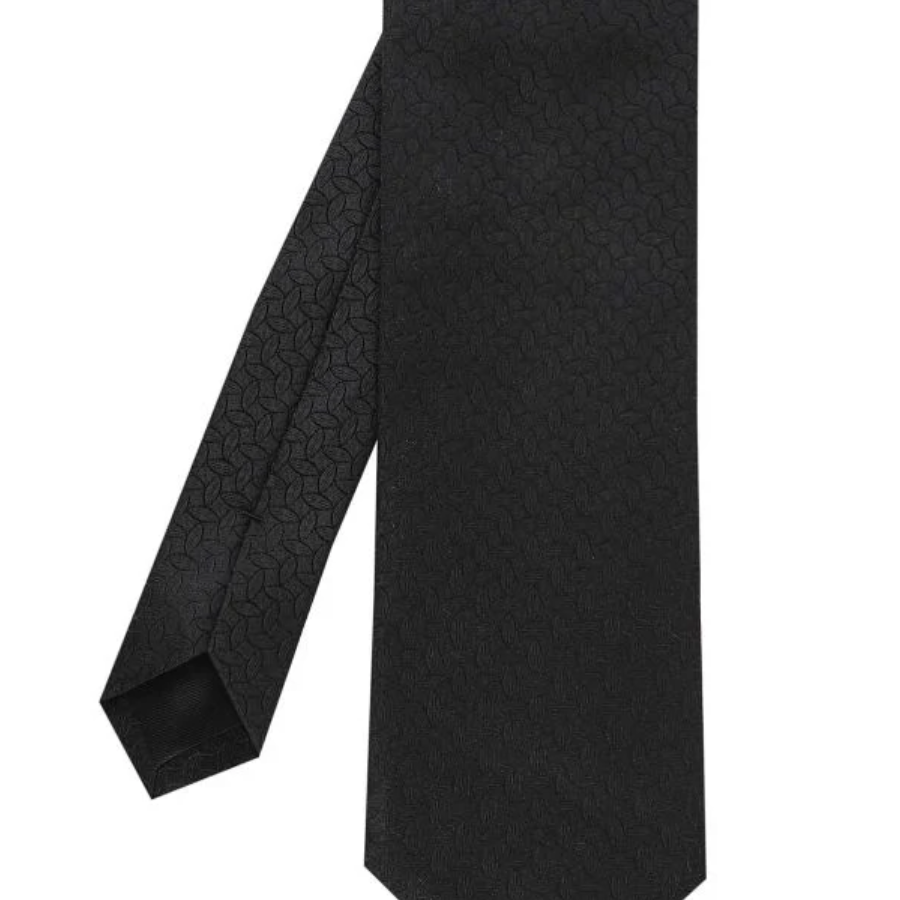ETON Black Geometric Woven Silk Tie