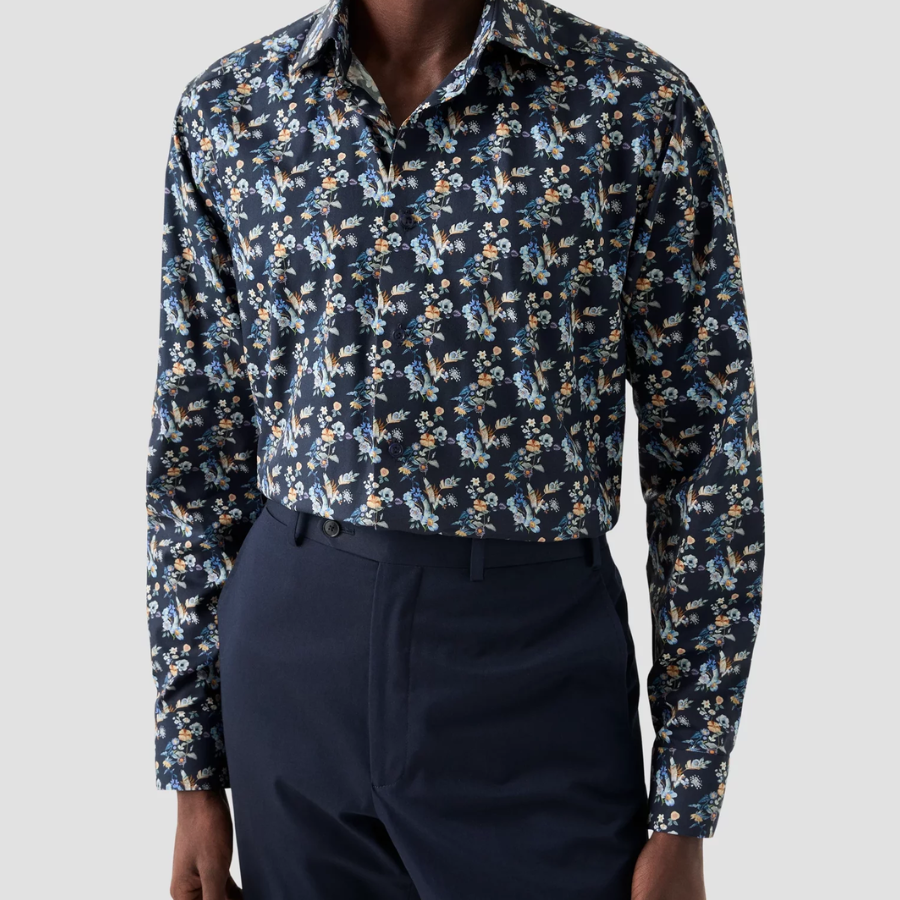 ETON Contemporary Fit Floral Print Twill Shirt
