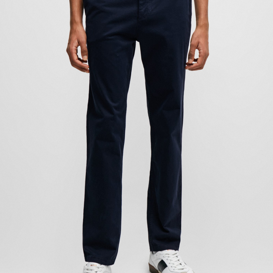 Boss Tapered-Fit Chinos In Stretch-Cotton Satin
