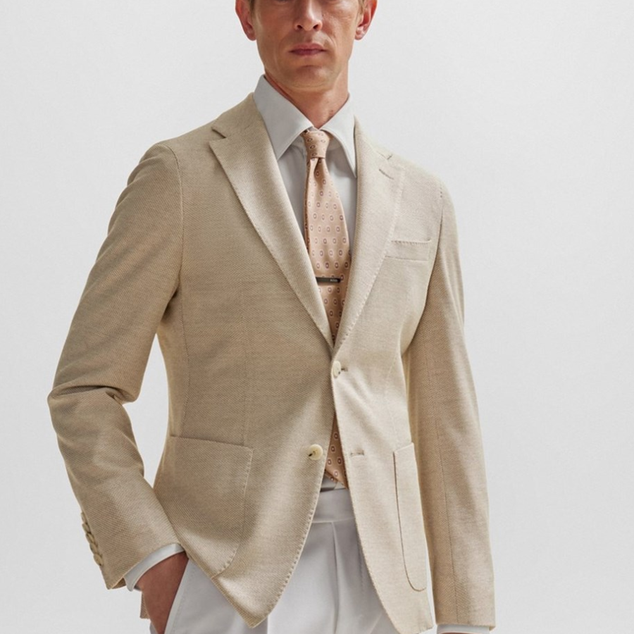 BOSS Slim-Fit Jacket In Cotton, Cashmere And Silk