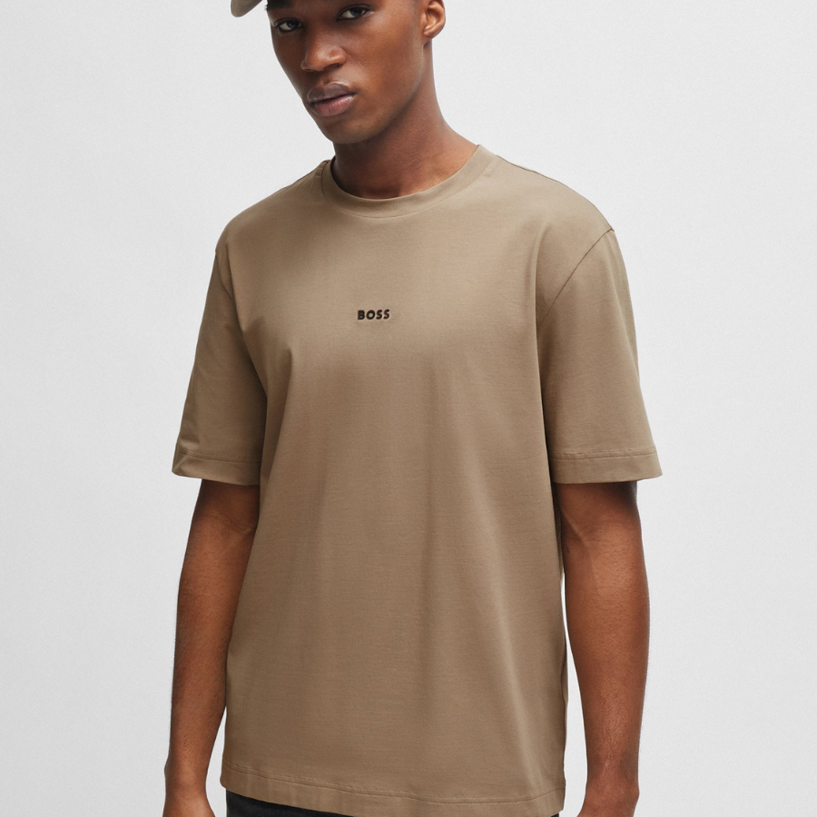 BOSS Relaxed-Fit T-Shirt In Stretch Cotton With Logo Print