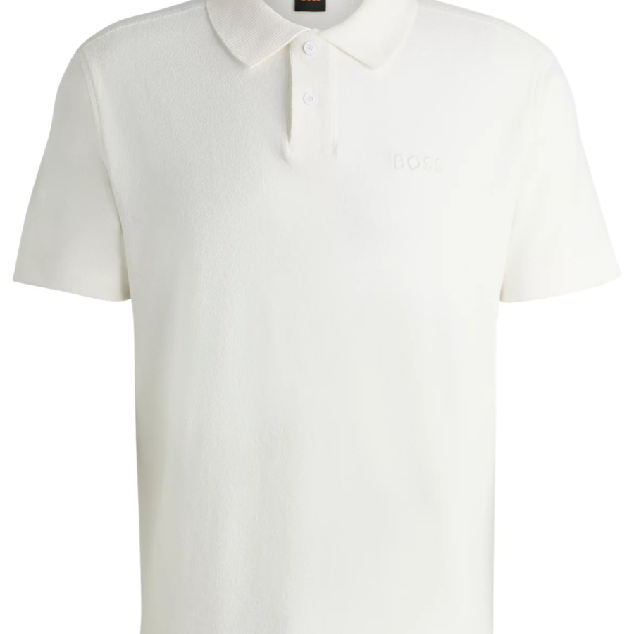 Boss Cotton-Towelling Polo Shirt With Mixed-Technique Logo