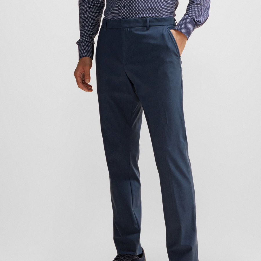 BOSS Slim-Fit Trousers In Micro-Patterned Performance-Stretch Jersey