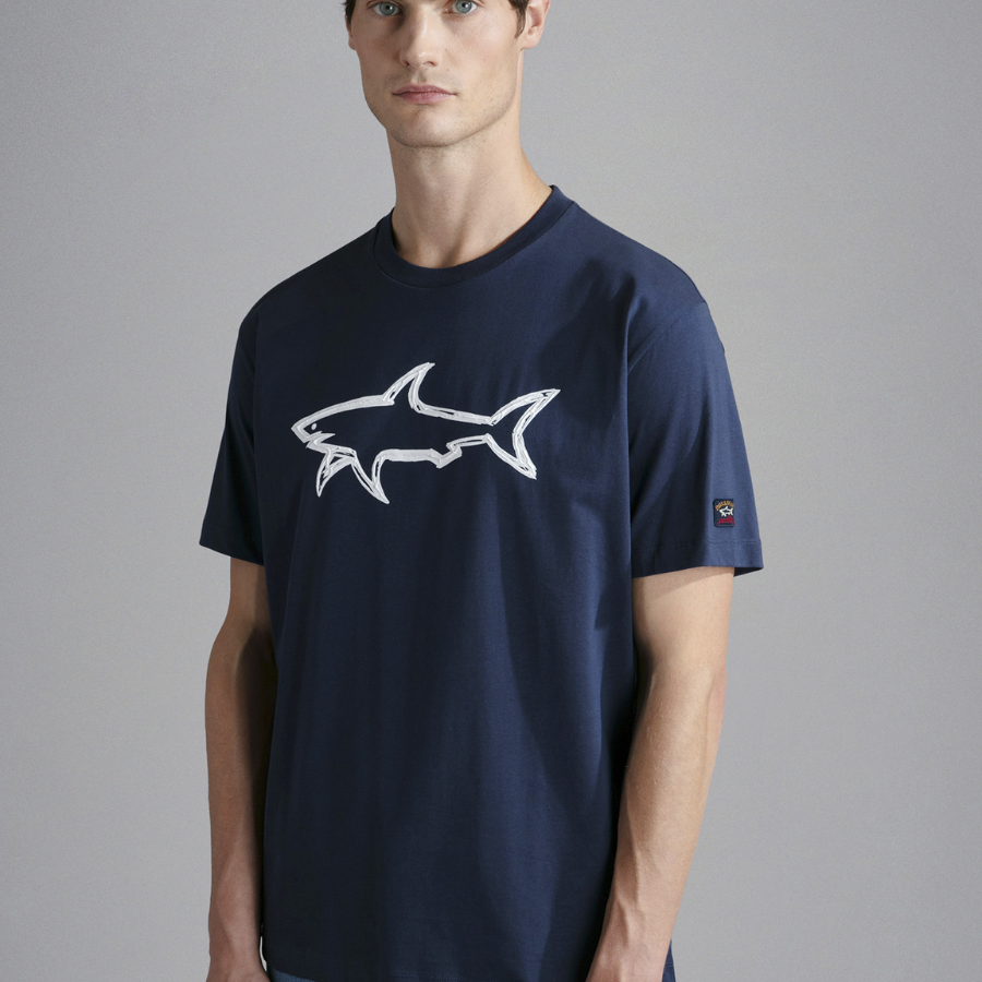 Paul & Shark Cotton T-Shirt With Maxi Shark Print