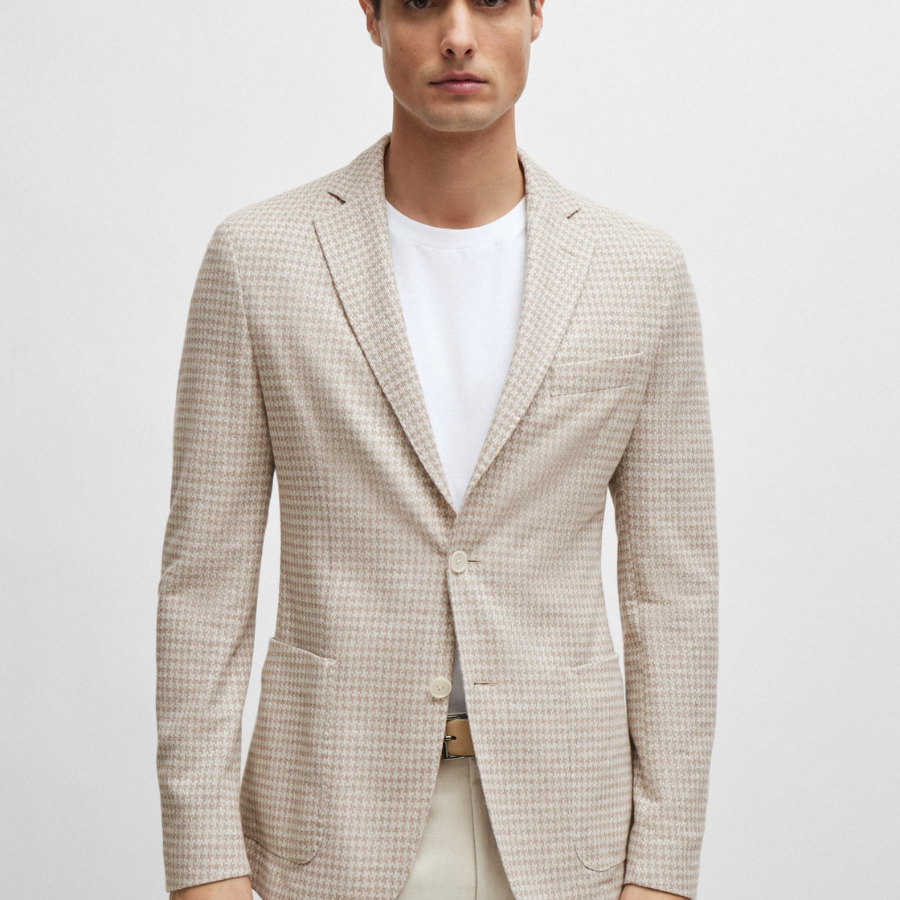 Boss Slim-Fit Jacket In All-Over Patterned Jersey