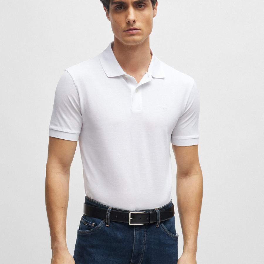 Boss Cotton Polo Shirt With Embroidered Logo