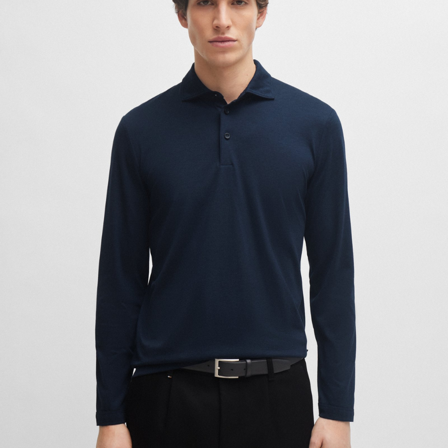 BOSS Slim-Fit Polo Shirt With Long Sleeves