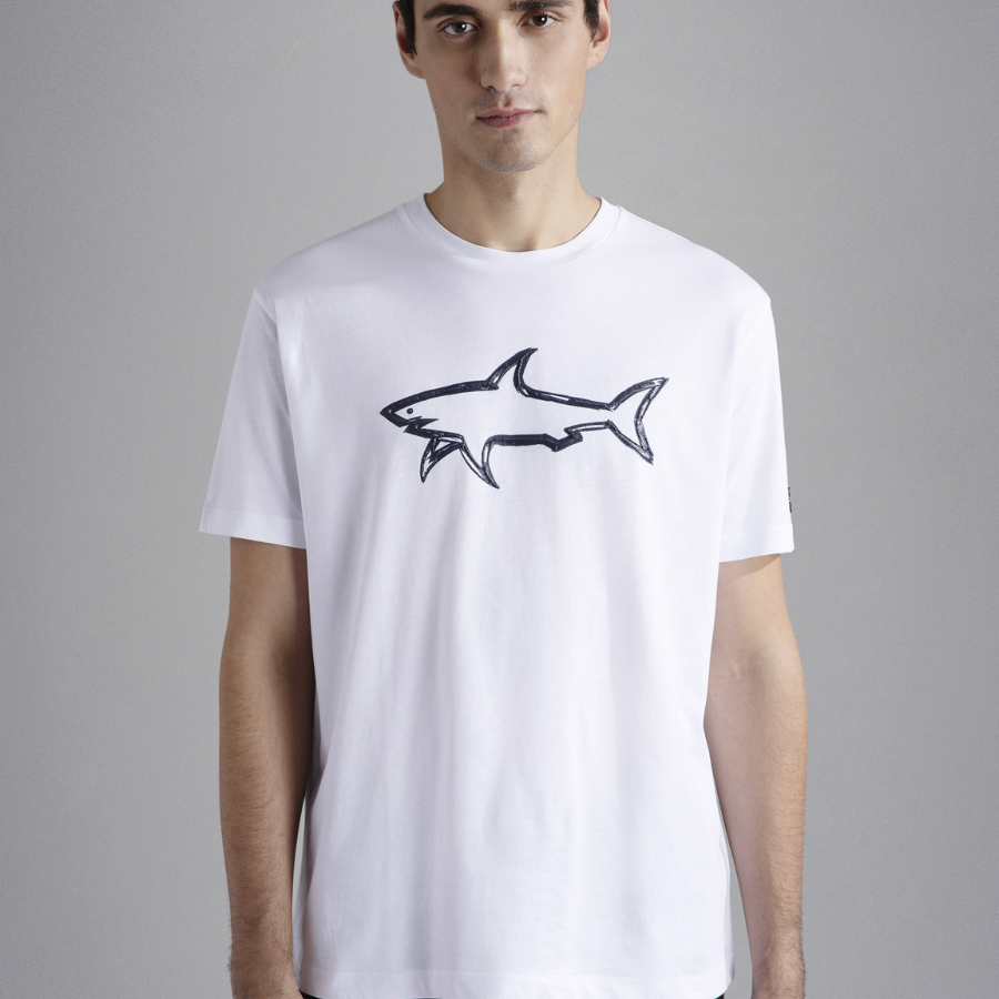 Paul & Shark Cotton T-Shirt With Maxi Shark Print