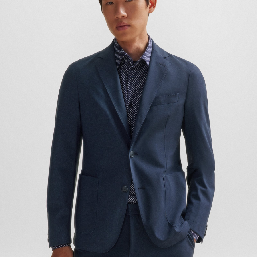 Boss Slim-Fit Jacket In Micro-Patterned Performance-Stretch Jersey