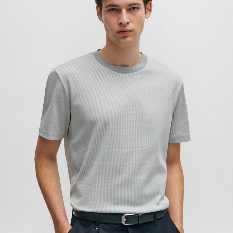 BOSS Structured-Cotton T-Shirt With Mercerized Finish