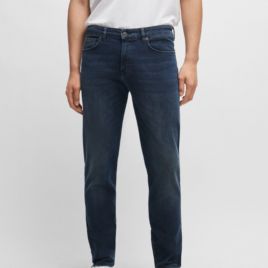 BOSS Regular-Fit Jeans In Navy Super-Stretch Denim